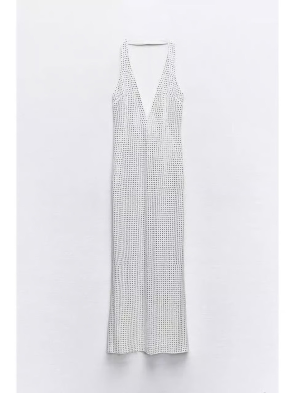 Women's White Mirrored V-Neck Maxi Dress